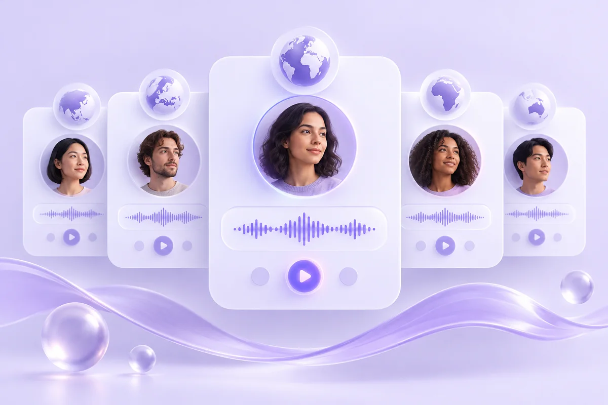 A language and voice picker with diverse AI narration options