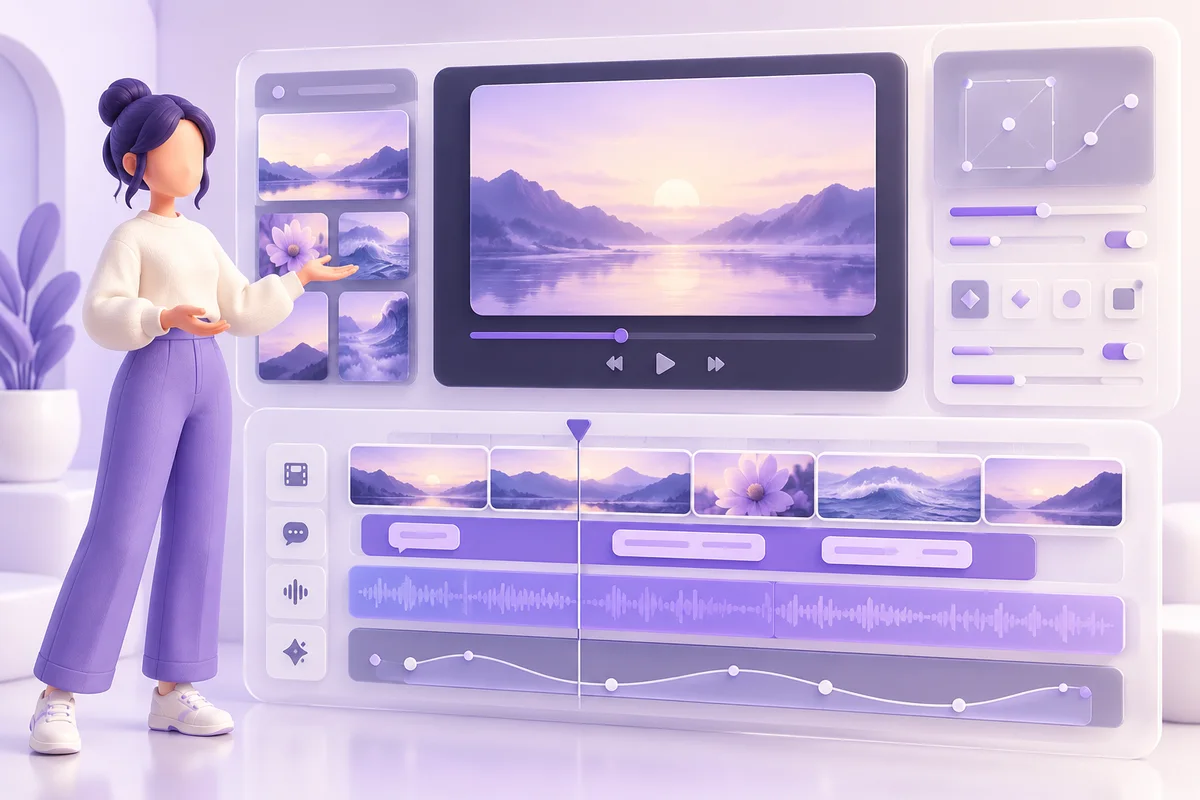 A friendly presenter and video editing controls made with AI